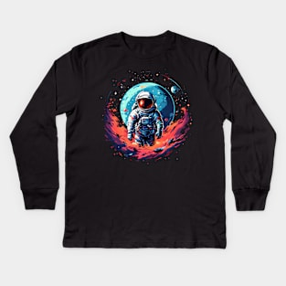 astronaut in space Kids Long Sleeve T-Shirt